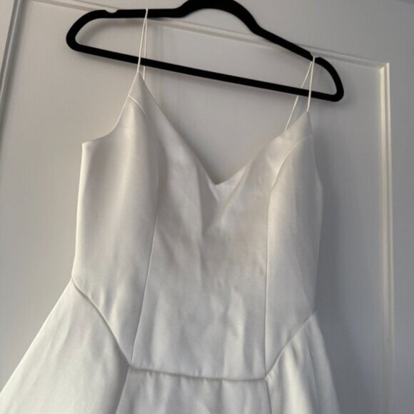 NWT Reformation Icelynn Satin Maxi Dress In Ivory Plunge Neck Full Length Skirt - Picture 6 of 11